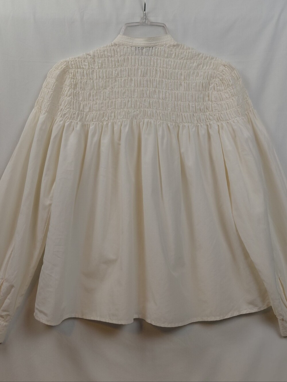 Madewell Smocked Top Cotton Silk Blend Size XXS Fresh Cream Blouse - Picture 5 of 10